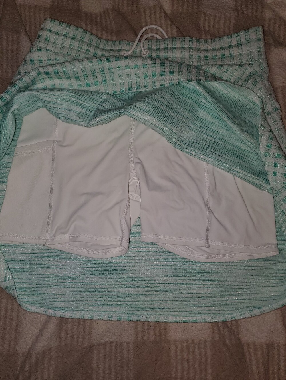 T by Talbots Everyday Stretch Skort in Green and White Plaid - Picture 8 of 10